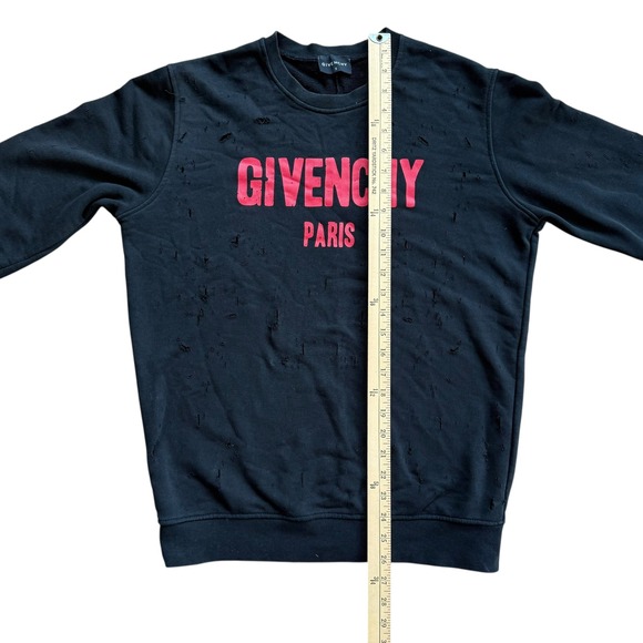 Givenchy Paris Distressed Black Crewneck Sweatshirt Size S - Picture 5 of 12
